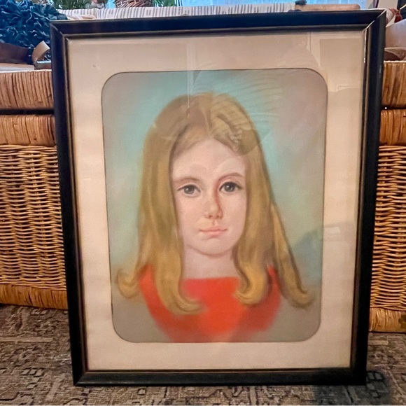 Original Art Work Painting Vintage Pastel Portrait Of a Young Girl - Picture 15 of 16